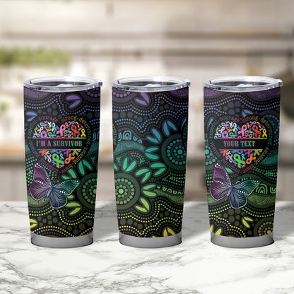 Australia Cancer Survivor Personalised Tumbler Cup I’m A Survivor Ribbon Heart