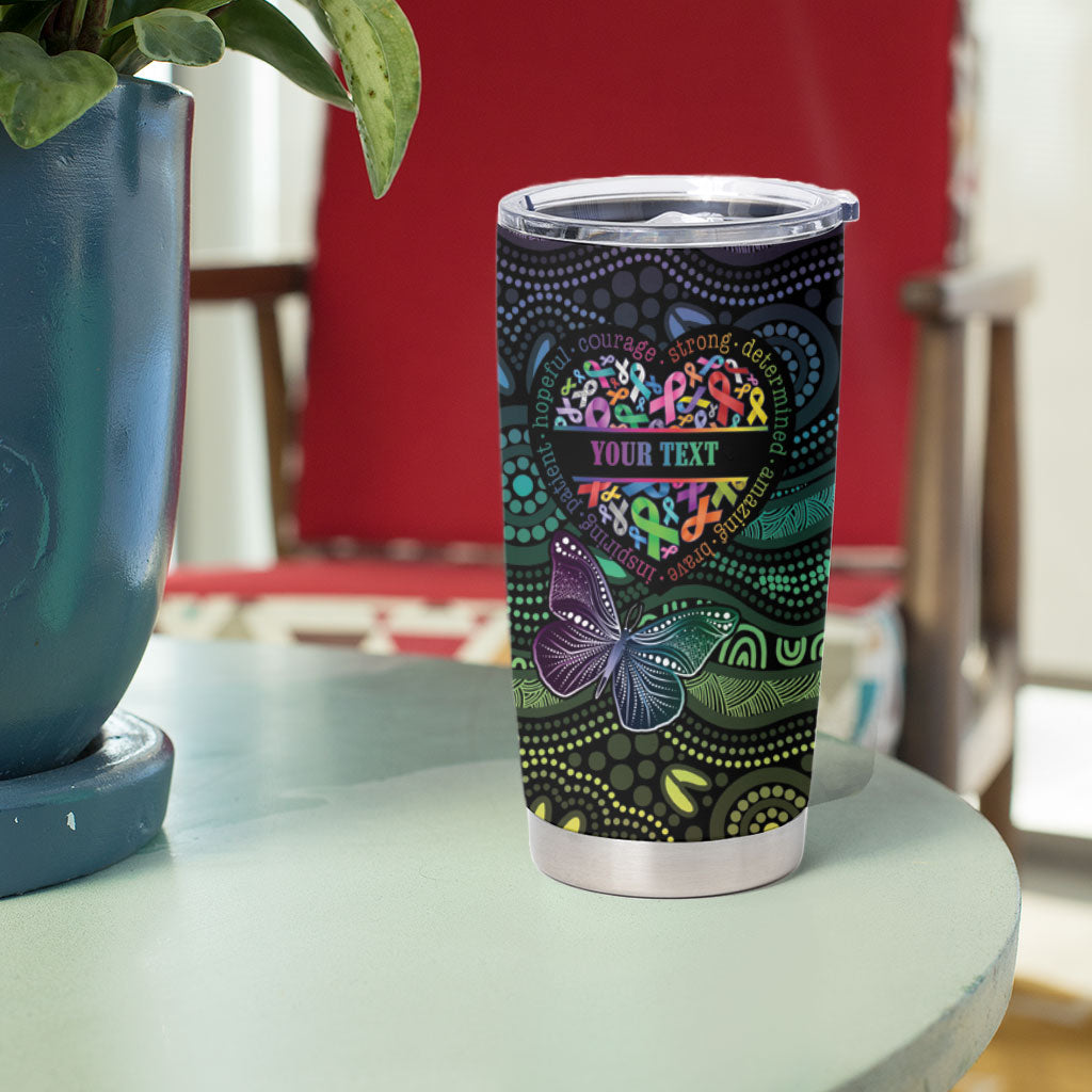 Australia Cancer Survivor Personalised Tumbler Cup I’m A Survivor Ribbon Heart