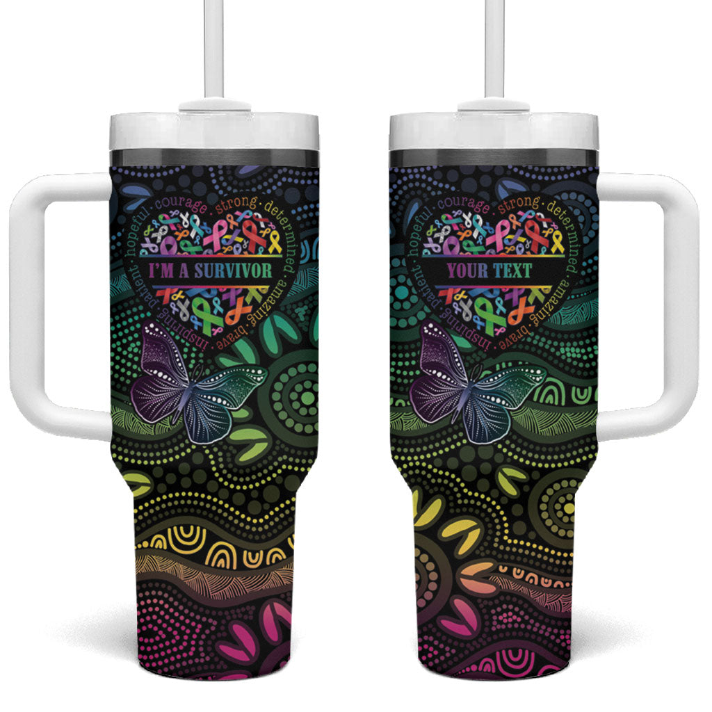 Australia Cancer Survivor Personalised Tumbler With Handle I’m A Survivor Ribbon Heart