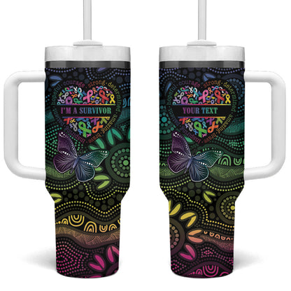 Australia Cancer Survivor Personalised Tumbler With Handle I’m A Survivor Ribbon Heart
