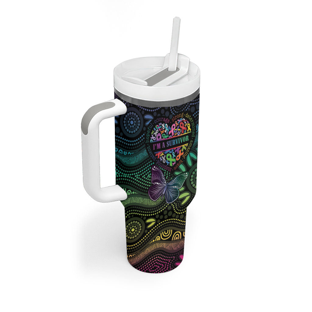 Australia Cancer Survivor Personalised Tumbler With Handle I’m A Survivor Ribbon Heart