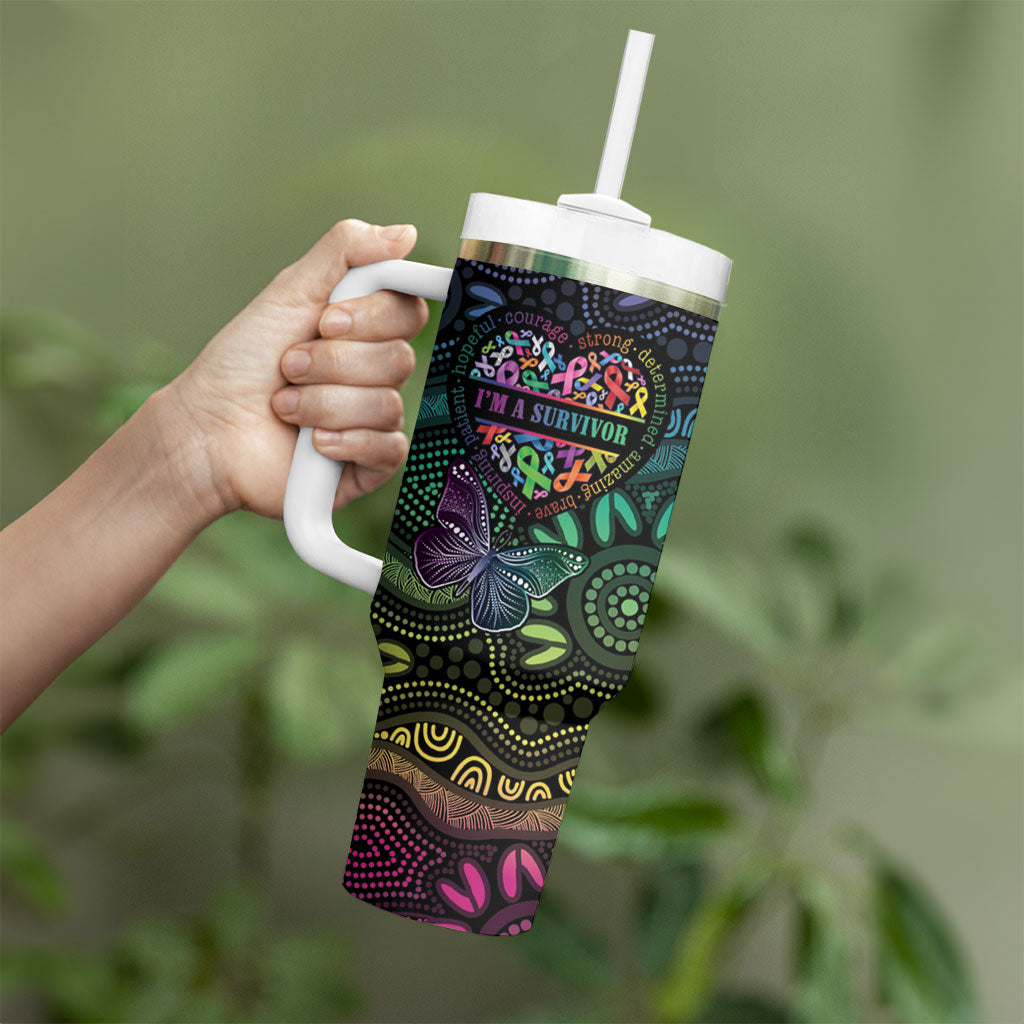 Australia Cancer Survivor Personalised Tumbler With Handle I’m A Survivor Ribbon Heart