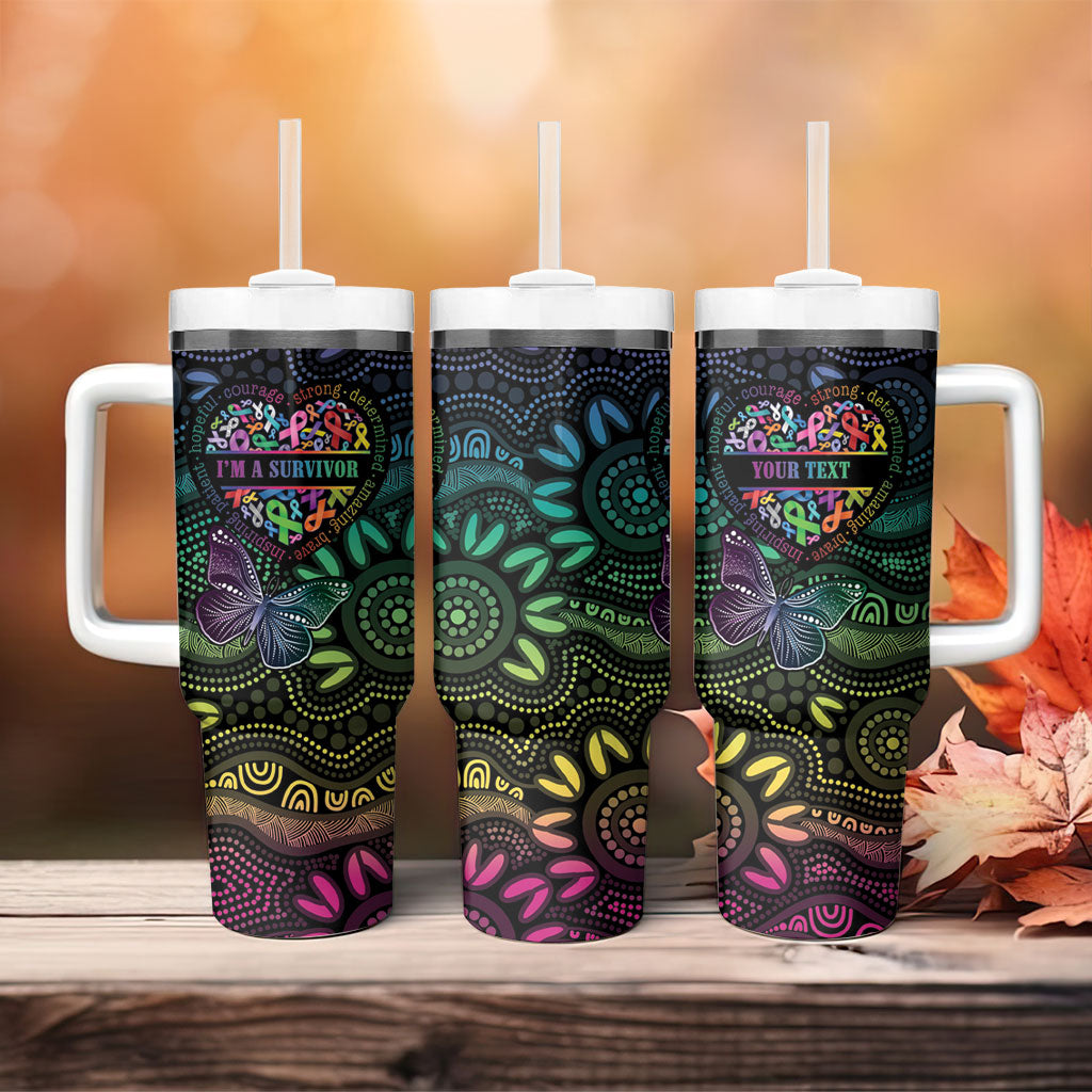 Australia Cancer Survivor Personalised Tumbler With Handle I’m A Survivor Ribbon Heart
