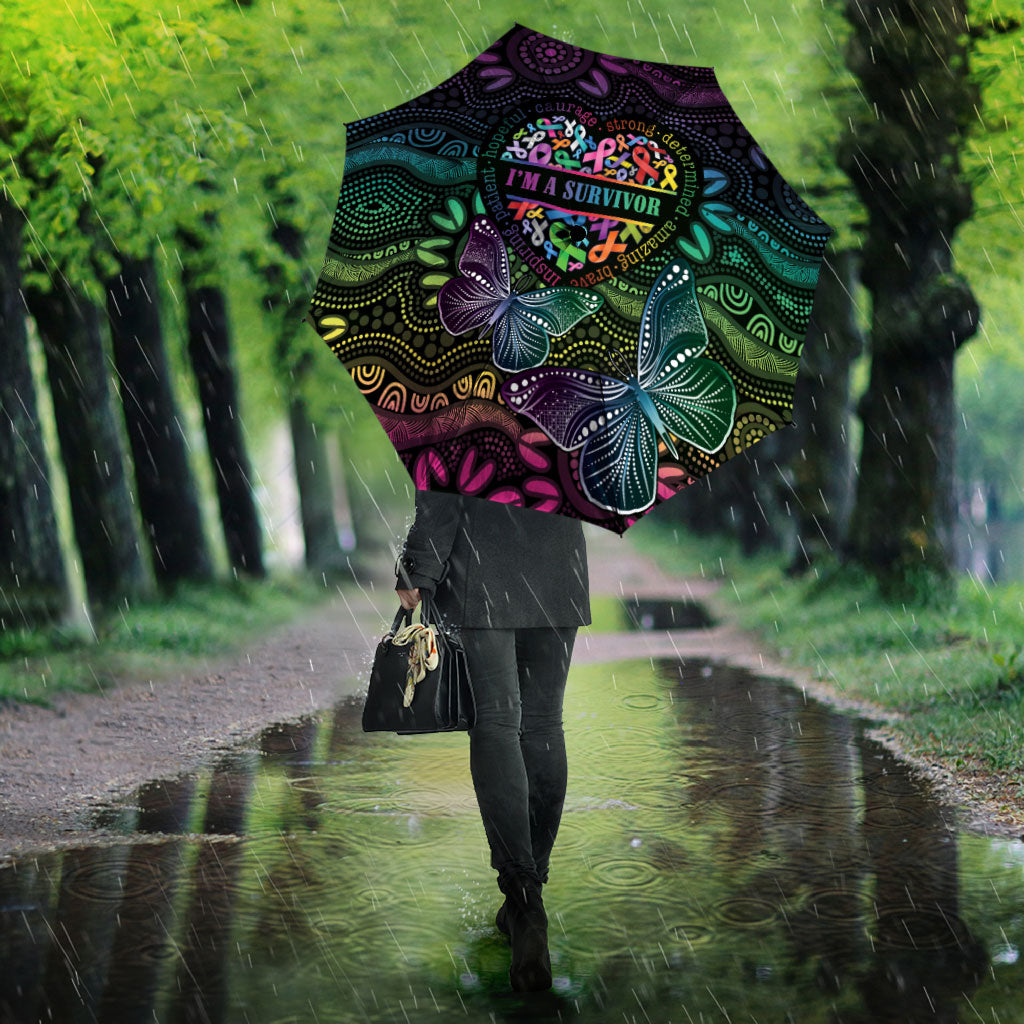 Australia Cancer Survivor Umbrella I’m A Survivor Ribbon Heart