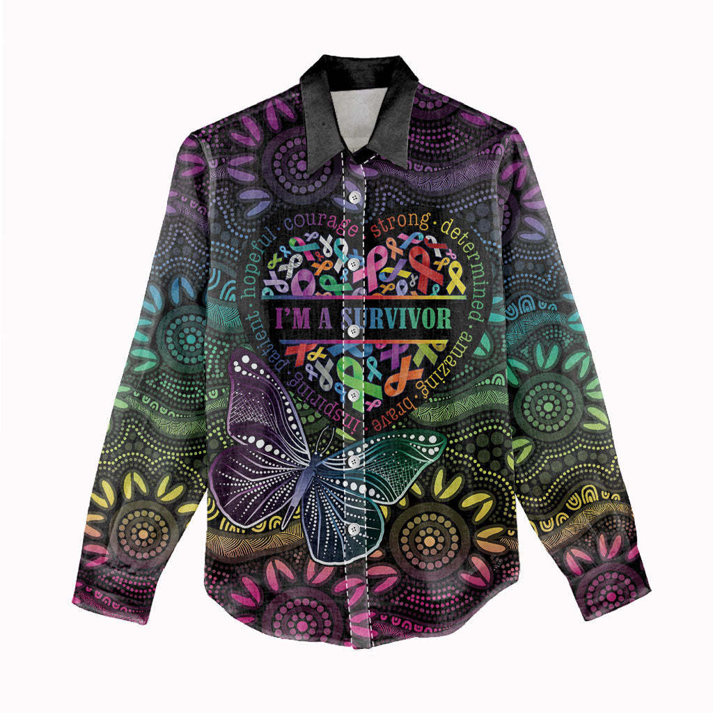 Australia Cancer Survivor Personalised Women Casual Shirt I’m A Survivor Ribbon Heart