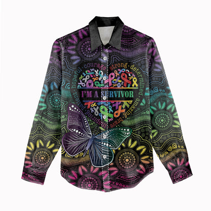 Australia Cancer Survivor Personalised Women Casual Shirt I’m A Survivor Ribbon Heart