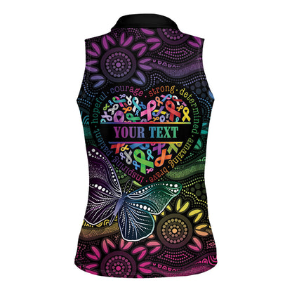 Australia Cancer Survivor Personalised Women Sleeveless Polo Shirt I’m A Survivor Ribbon Heart