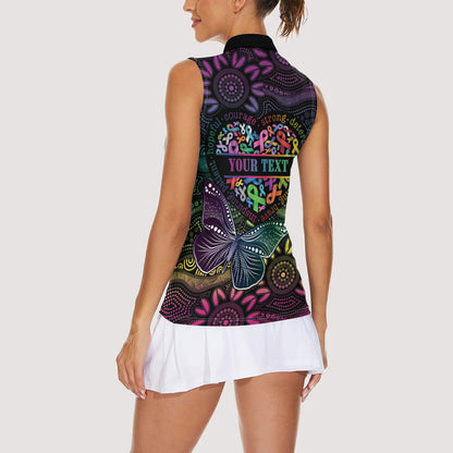 Australia Cancer Survivor Personalised Women Sleeveless Polo Shirt I’m A Survivor Ribbon Heart