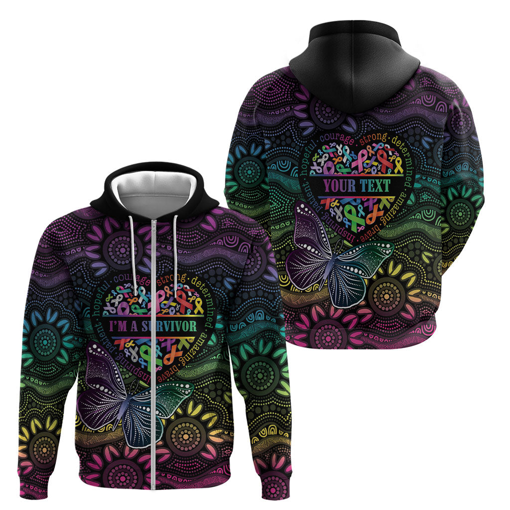Australia Cancer Survivor Personalised Zip Hoodie I’m A Survivor Ribbon Heart