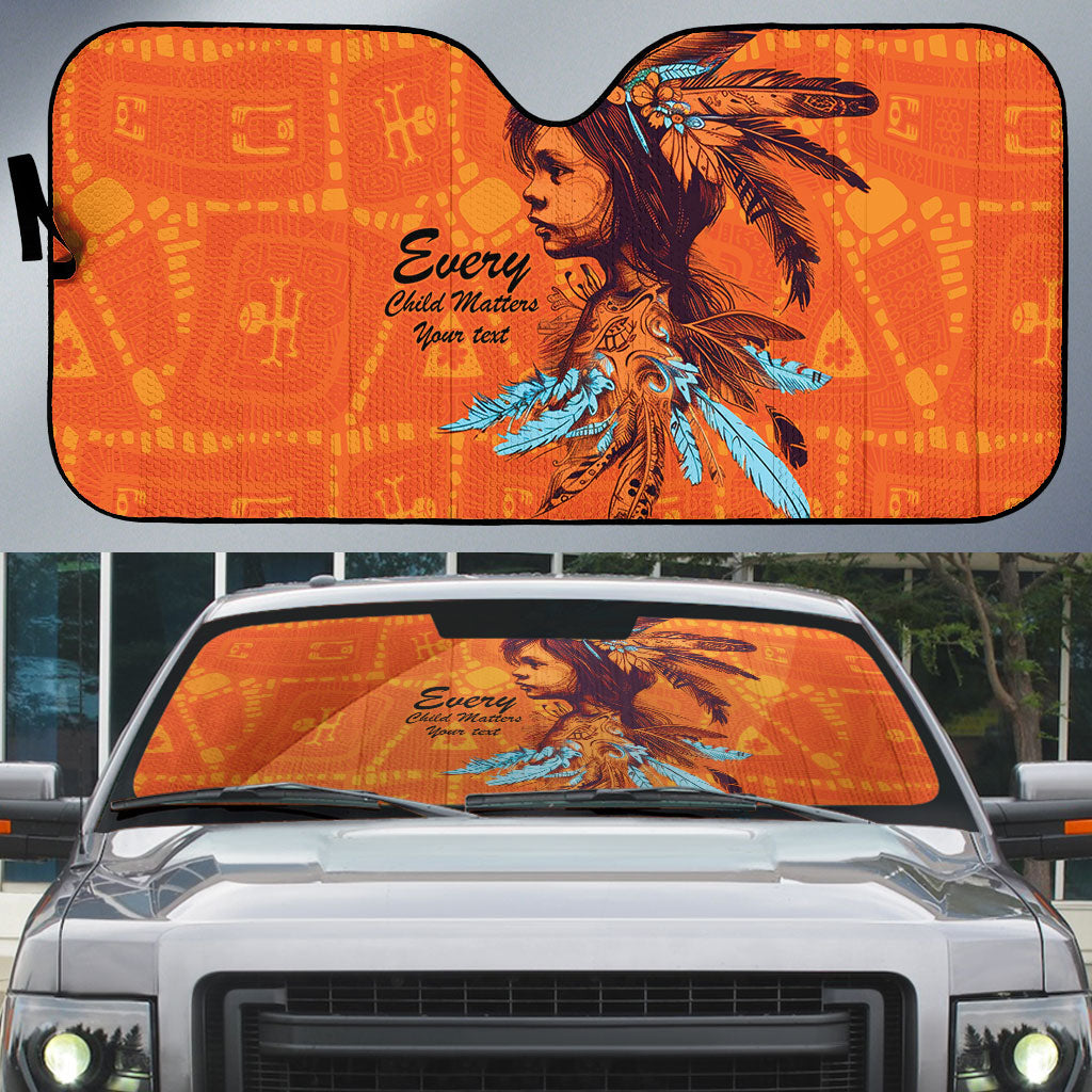 All Children Matters Support Personalized Auto Sun Shade Canadian Indigenous Orange Day