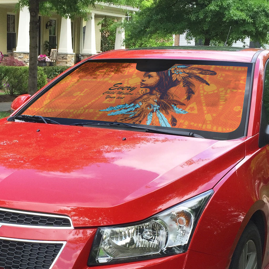 All Children Matters Support Personalized Auto Sun Shade Canadian Indigenous Orange Day