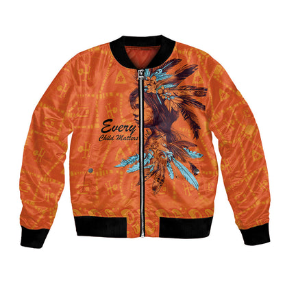 All Children Matters Support Personalized Bomber Jacket Canadian Indigenous Orange Day