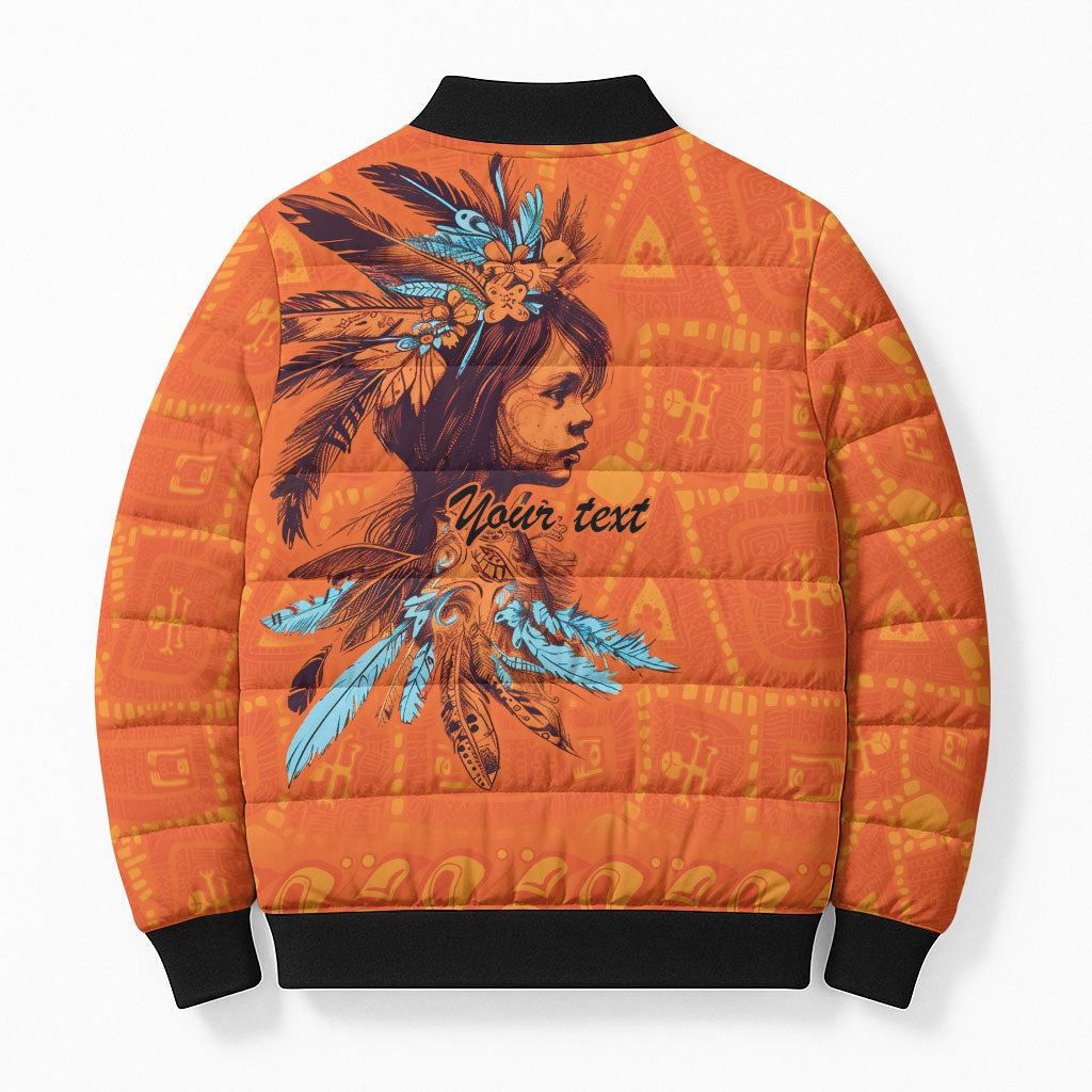 All Children Matters Support Personalized Bomber Puffer Jacket Canadian Indigenous Orange Day