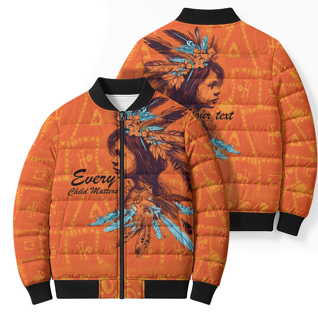 All Children Matters Support Personalized Bomber Puffer Jacket Canadian Indigenous Orange Day