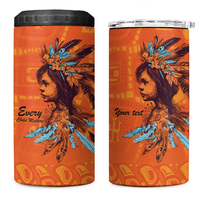 All Children Matters Support Personalized 4 in 1 Can Cooler Tumbler Canadian Indigenous Orange Day