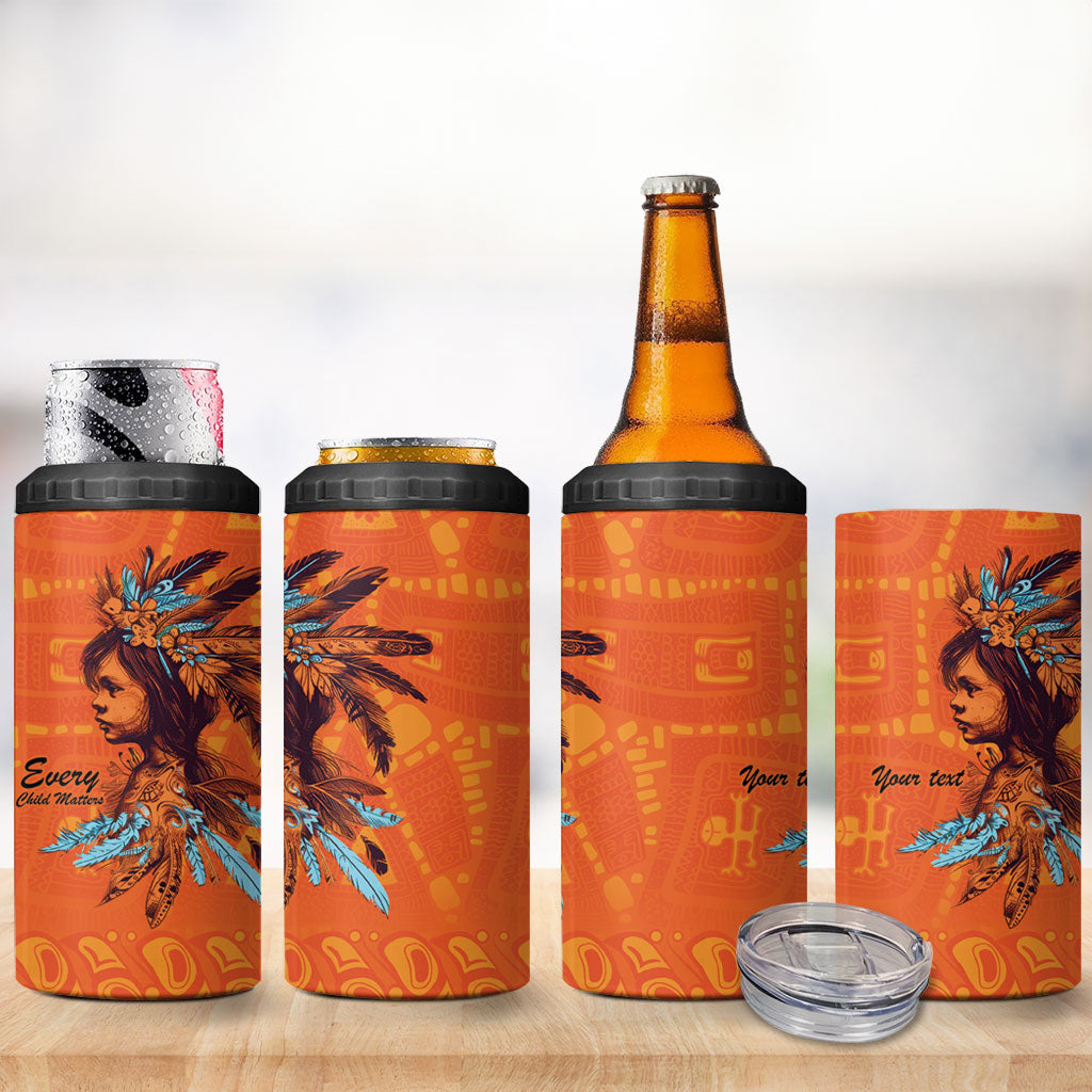 All Children Matters Support Personalized 4 in 1 Can Cooler Tumbler Canadian Indigenous Orange Day