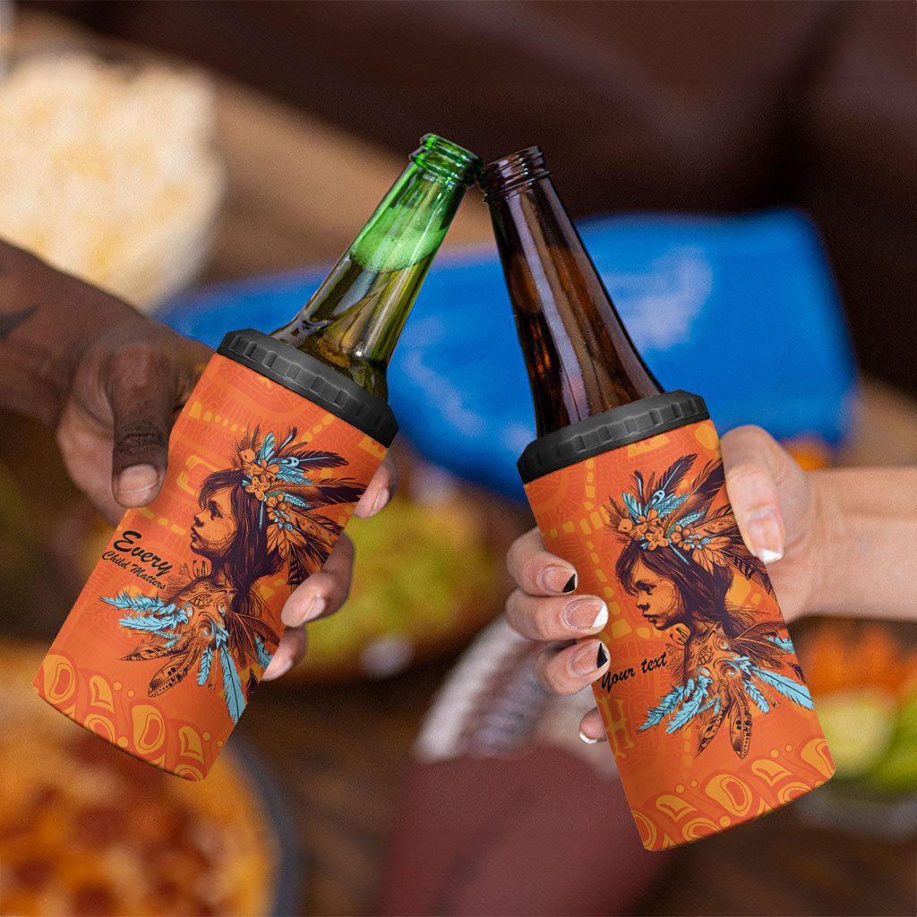 All Children Matters Support Personalized 4 in 1 Can Cooler Tumbler Canadian Indigenous Orange Day