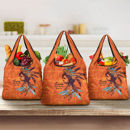 All Children Matters Support Personalized Grocery Bag Canadian Indigenous Orange Day