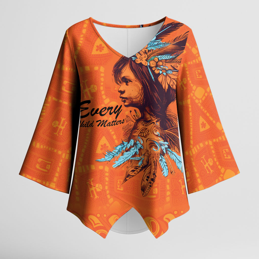 All Children Matters Support Personalized Kimono Sleeve Blouse Canadian Indigenous Orange Day