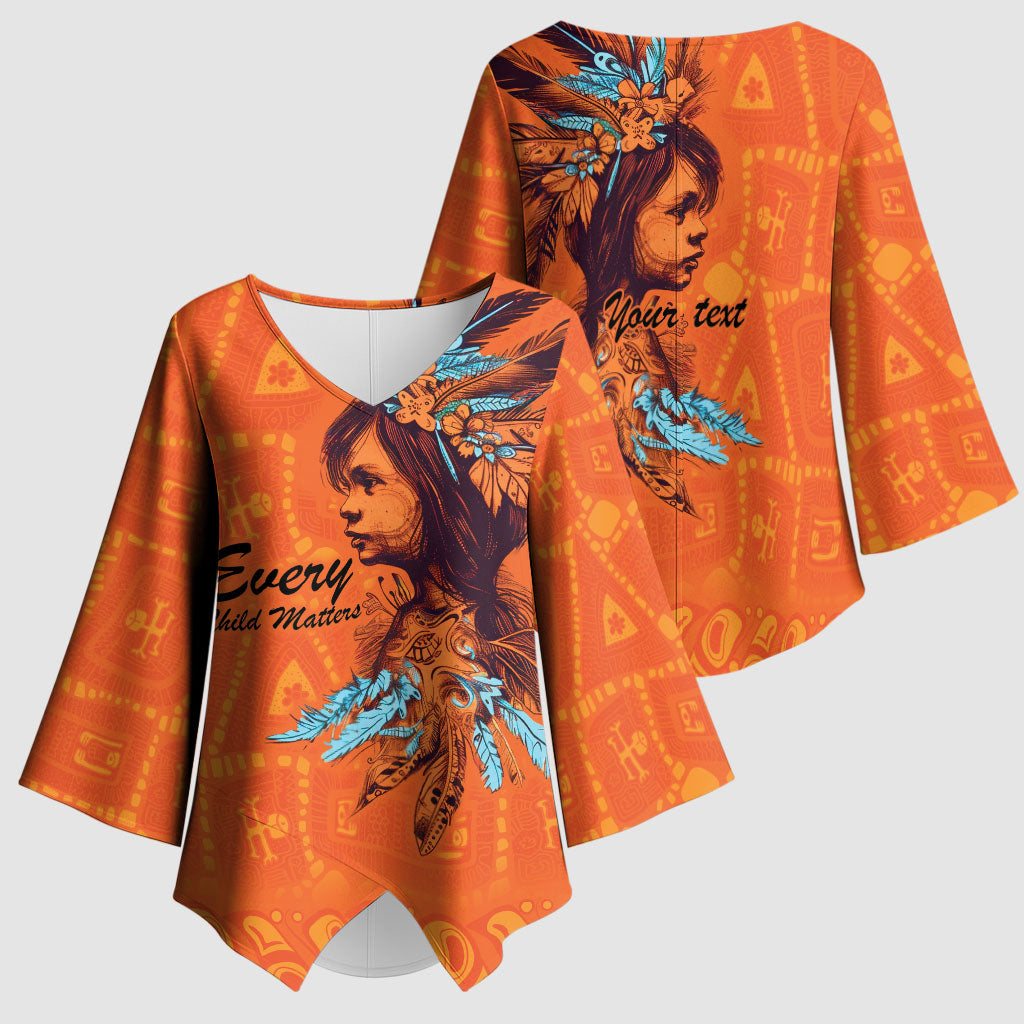 All Children Matters Support Personalized Kimono Sleeve Blouse Canadian Indigenous Orange Day