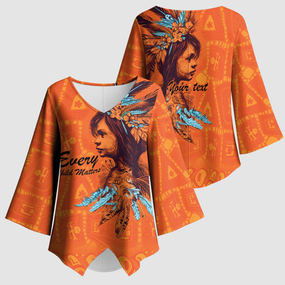All Children Matters Support Personalized Kimono Sleeve Blouse Canadian Indigenous Orange Day