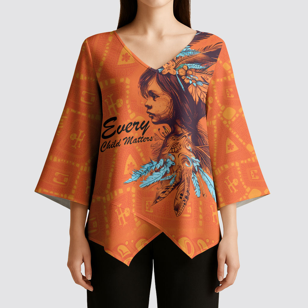 All Children Matters Support Personalized Kimono Sleeve Blouse Canadian Indigenous Orange Day