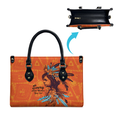 All Children Matters Support Personalized Leather Bag Canadian Indigenous Orange Day