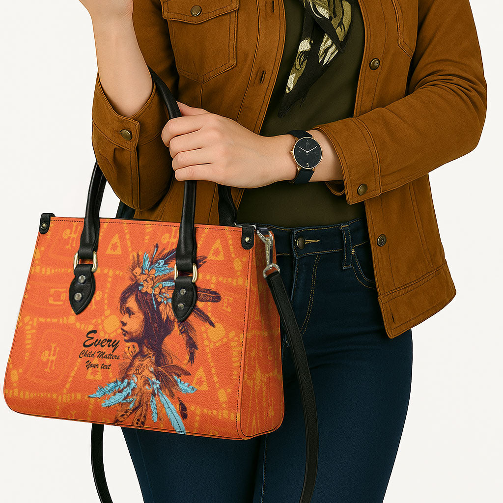 All Children Matters Support Personalized Leather Bag Canadian Indigenous Orange Day