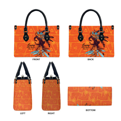 All Children Matters Support Personalized Leather Bag Canadian Indigenous Orange Day