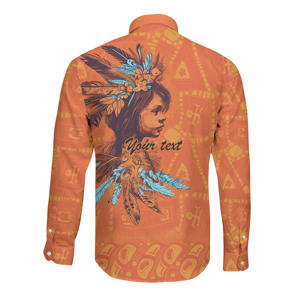 All Children Matters Support Personalized Long Sleeve Button Shirt Canadian Indigenous Orange Day