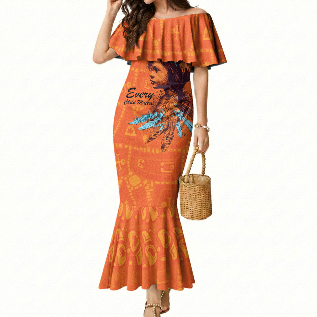 All Children Matters Support Personalized Mermaid Dress Canadian Indigenous Orange Day