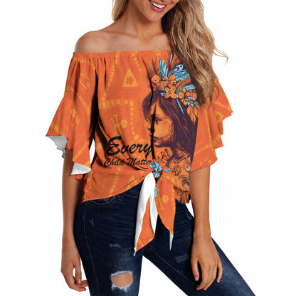 All Children Matters Support Personalized Off Shoulder Wrap Waist Top Canadian Indigenous Orange Day