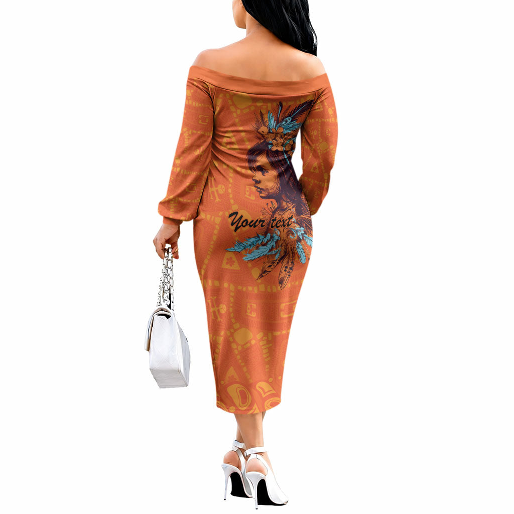 All Children Matters Support Personalized Off The Shoulder Long Sleeve Dress Canadian Indigenous Orange Day
