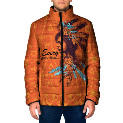 All Children Matters Support Personalized Padded Jacket Canadian Indigenous Orange Day