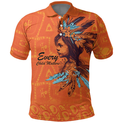 All Children Matters Support Personalized Polo Shirt Canadian Indigenous Orange Day