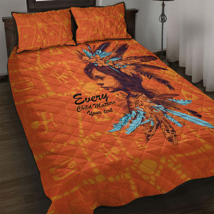 All Children Matters Support Personalized Quilt Bed Set Canadian Indigenous Orange Day