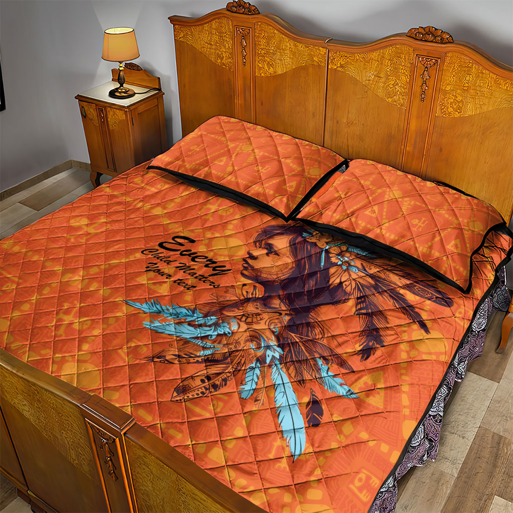 All Children Matters Support Personalized Quilt Bed Set Canadian Indigenous Orange Day