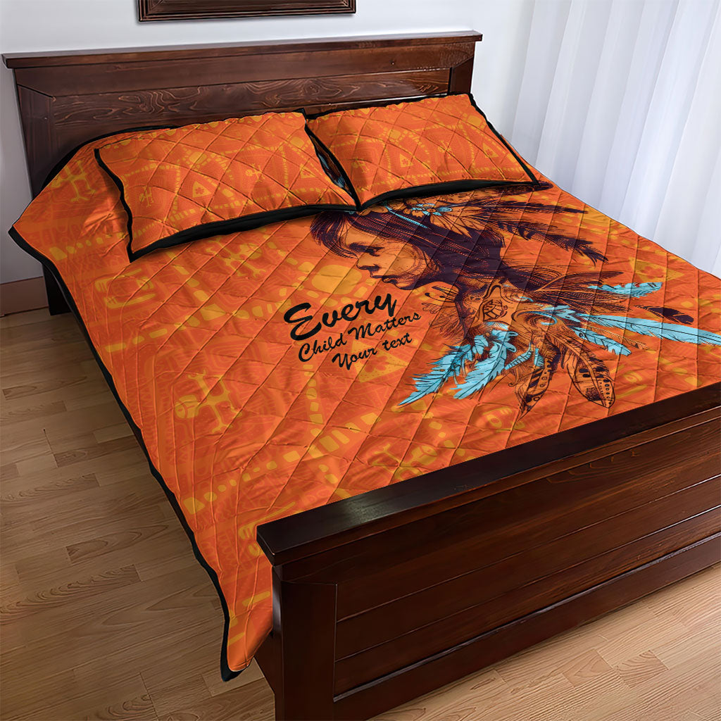 All Children Matters Support Personalized Quilt Bed Set Canadian Indigenous Orange Day