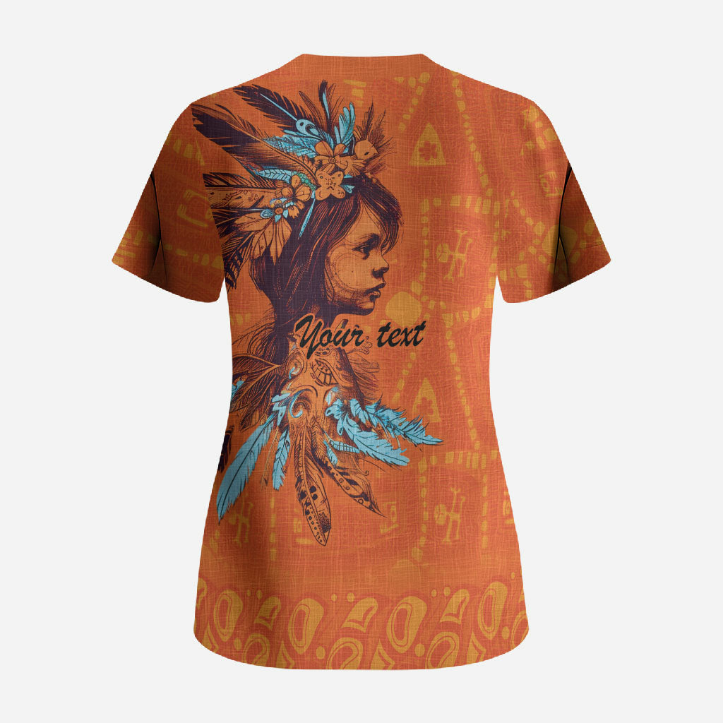 All Children Matters Support Personalized Scrub Top Canadian Indigenous Orange Day