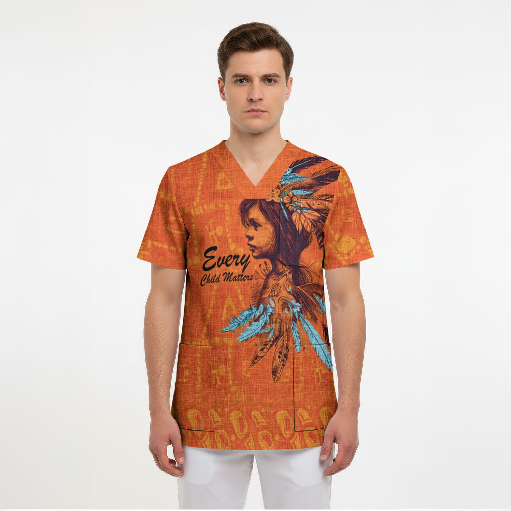 All Children Matters Support Personalized Scrub Top Canadian Indigenous Orange Day