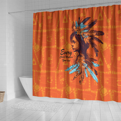 All Children Matters Support Personalized Shower Curtain Canadian Indigenous Orange Day