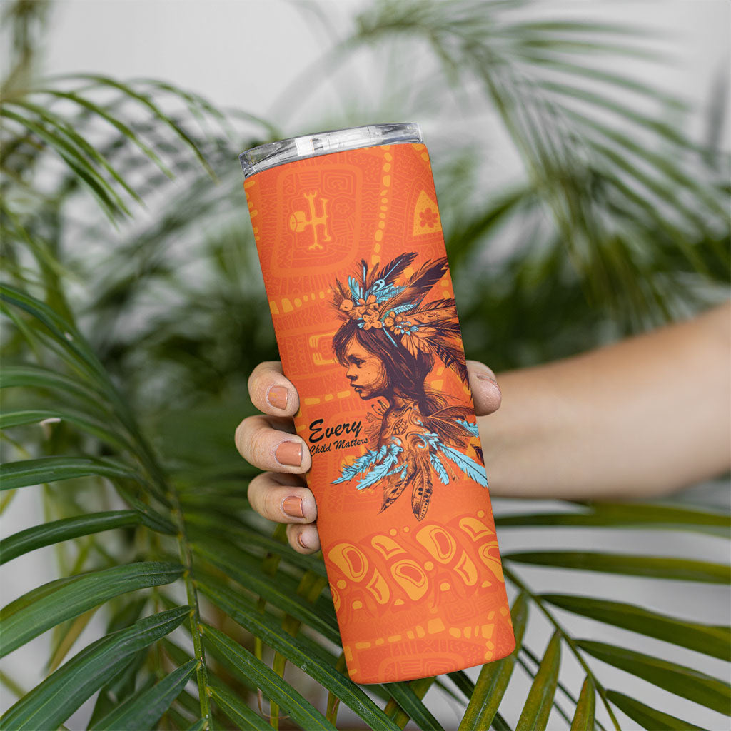All Children Matters Support Personalized Skinny Tumbler Canadian Indigenous Orange Day