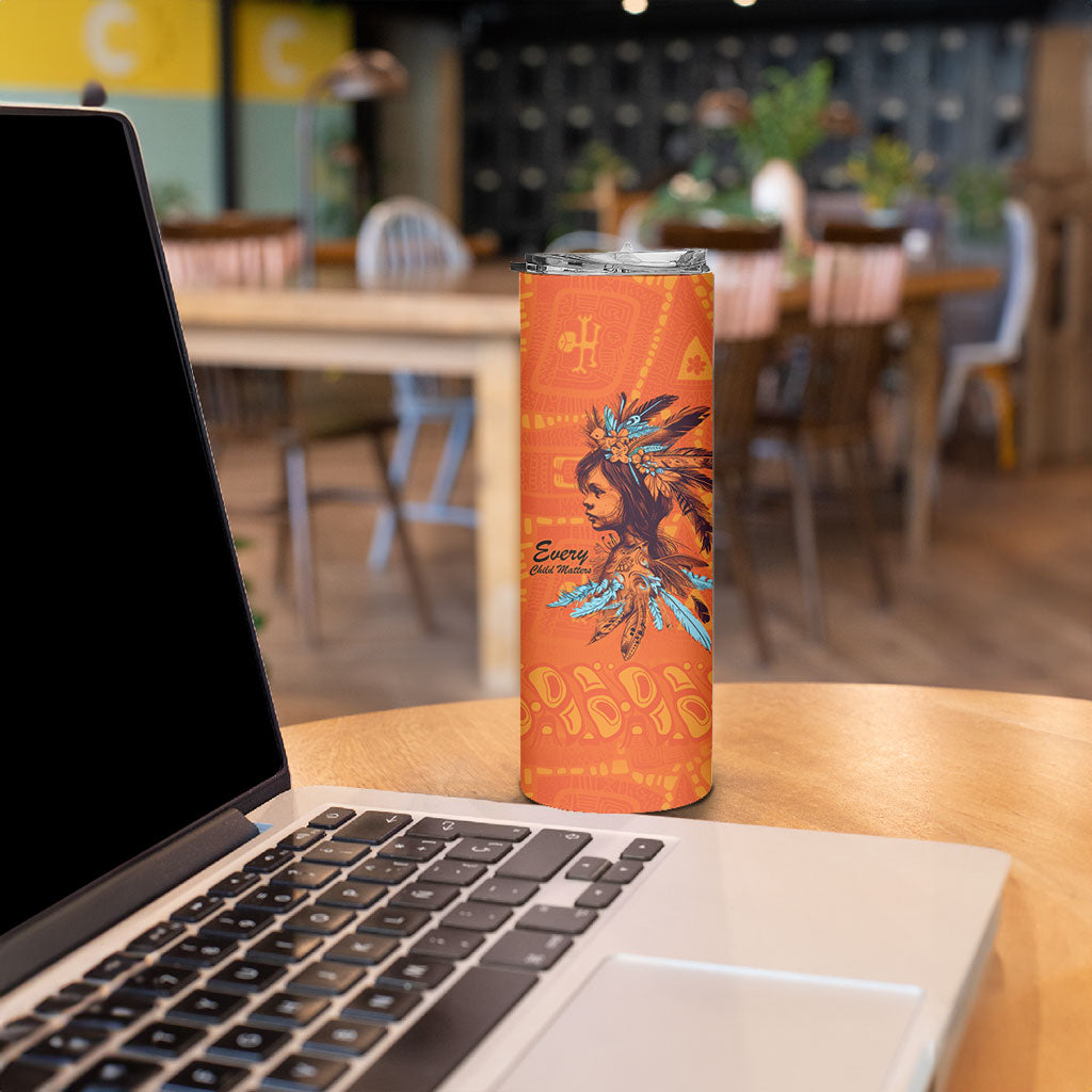 All Children Matters Support Personalized Skinny Tumbler Canadian Indigenous Orange Day