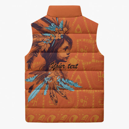 All Children Matters Support Personalized Sleeveless Puffer Jacket Canadian Indigenous Orange Day
