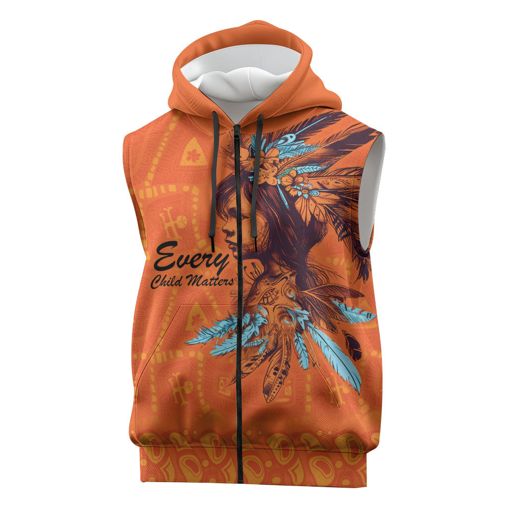 All Children Matters Support Personalized Sleeveless Zip Hoodie Canadian Indigenous Orange Day