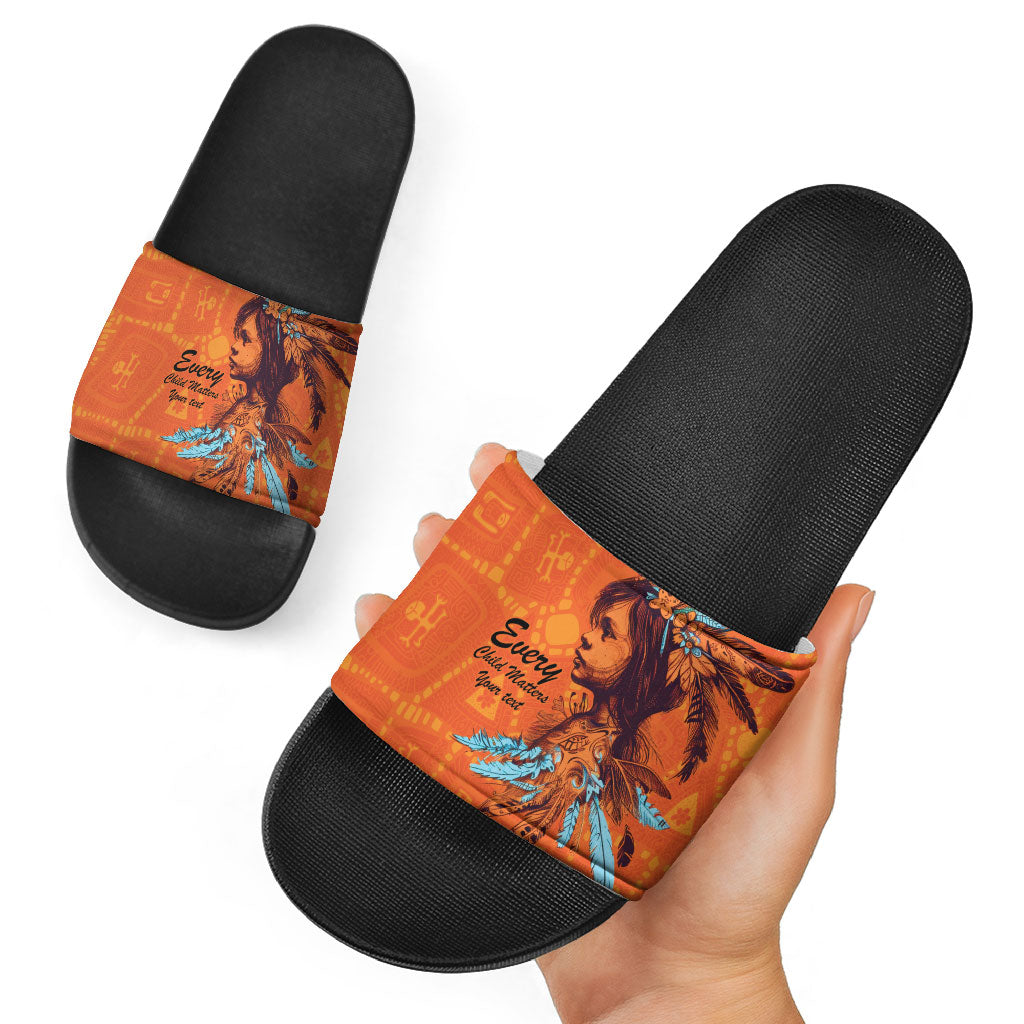 All Children Matters Support Personalized Slide Sandals Canadian Indigenous Orange Day