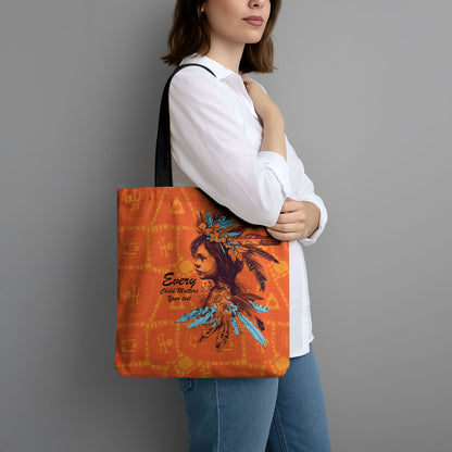 All Children Matters Support Personalized Tote Bag Canadian Indigenous Orange Day