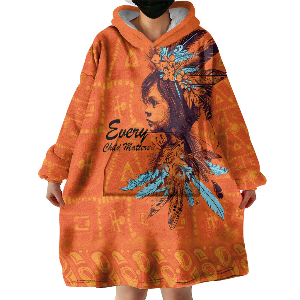 All Children Matters Support Personalized Wearable Blanket Hoodie Canadian Indigenous Orange Day