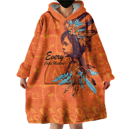 All Children Matters Support Personalized Wearable Blanket Hoodie Canadian Indigenous Orange Day