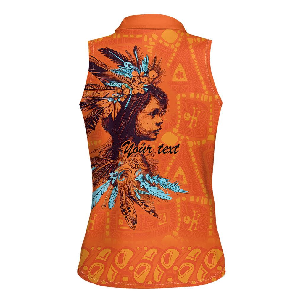 All Children Matters Support Personalized Women Sleeveless Polo Shirt Canadian Indigenous Orange Day